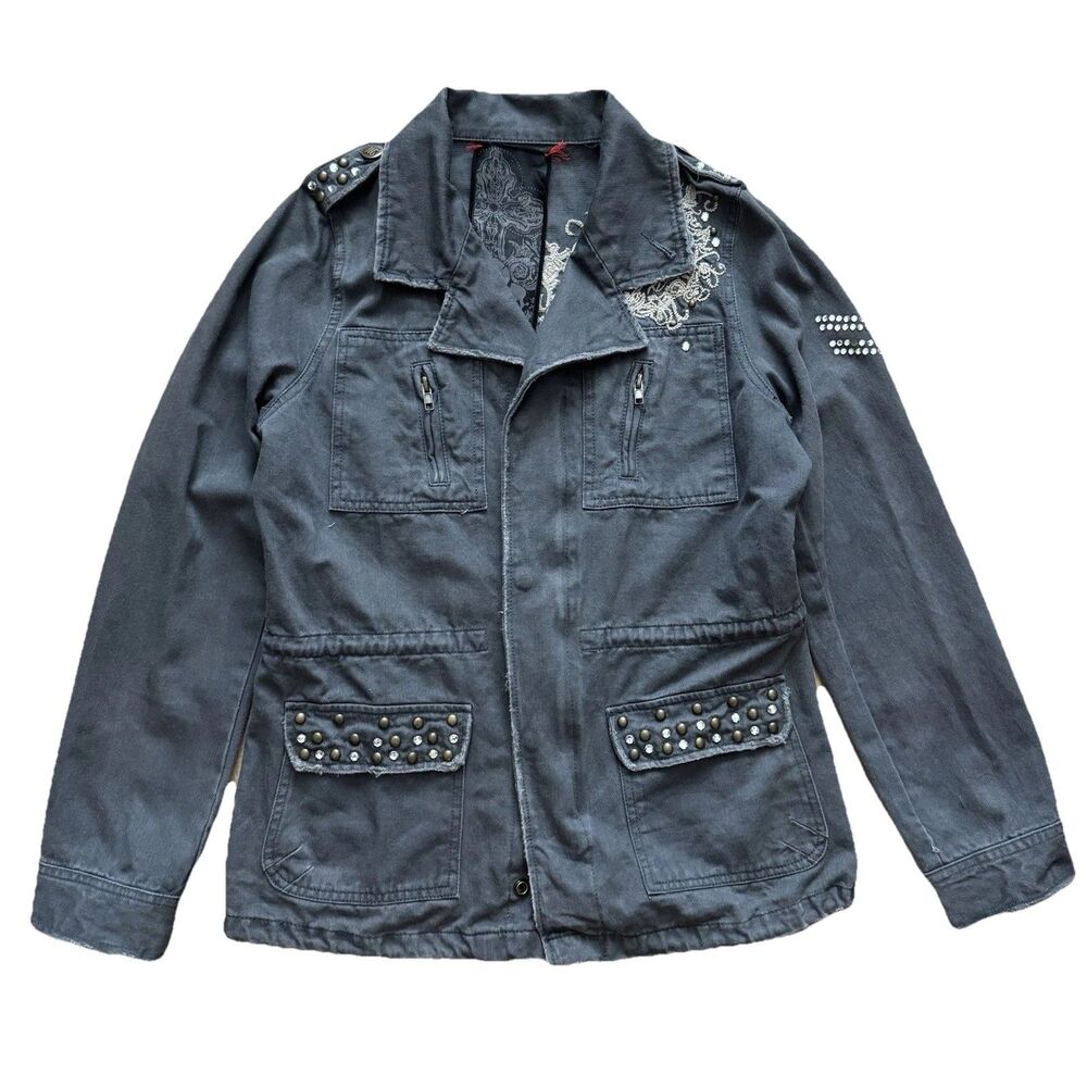 Miss Me Charcoal Studded Utility Jacket